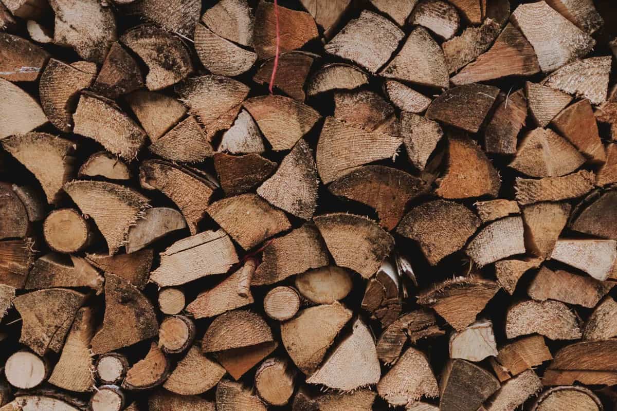 A stack of split firewood logs