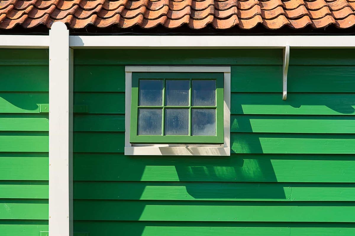 The exterior wall of a wooden house