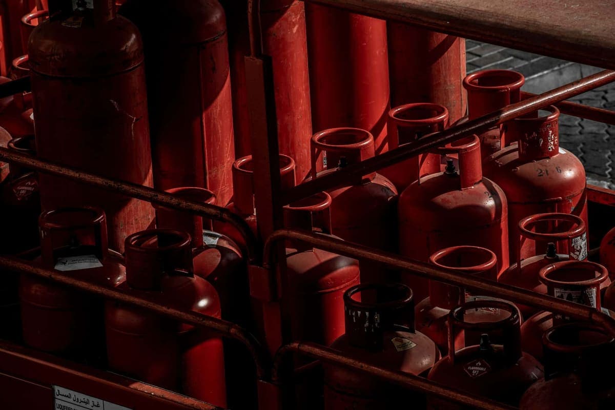 Propane cylinders stored outdoors